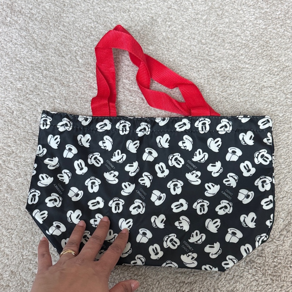 Disney Mickey Mouse Black and White Tote with Red Handles